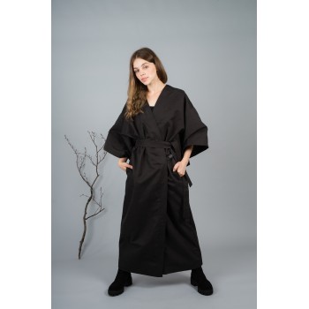 Meraki Kimono Negru Bumbac Impermeabil