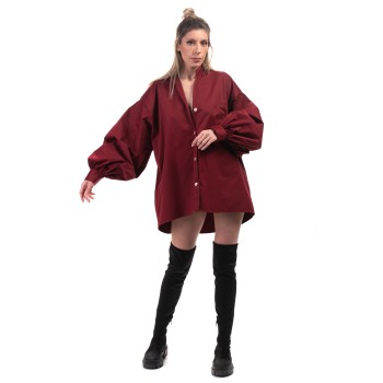 Camasa Bumbac Reciclat Red Wine Oversized